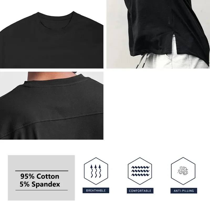 close up of the ribbed collar and seams on the oversized gym t-shirt