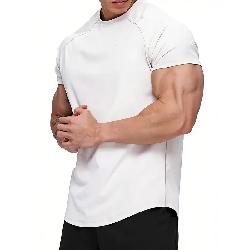 white athletic fit gym t-shirt in a light quick dry knit