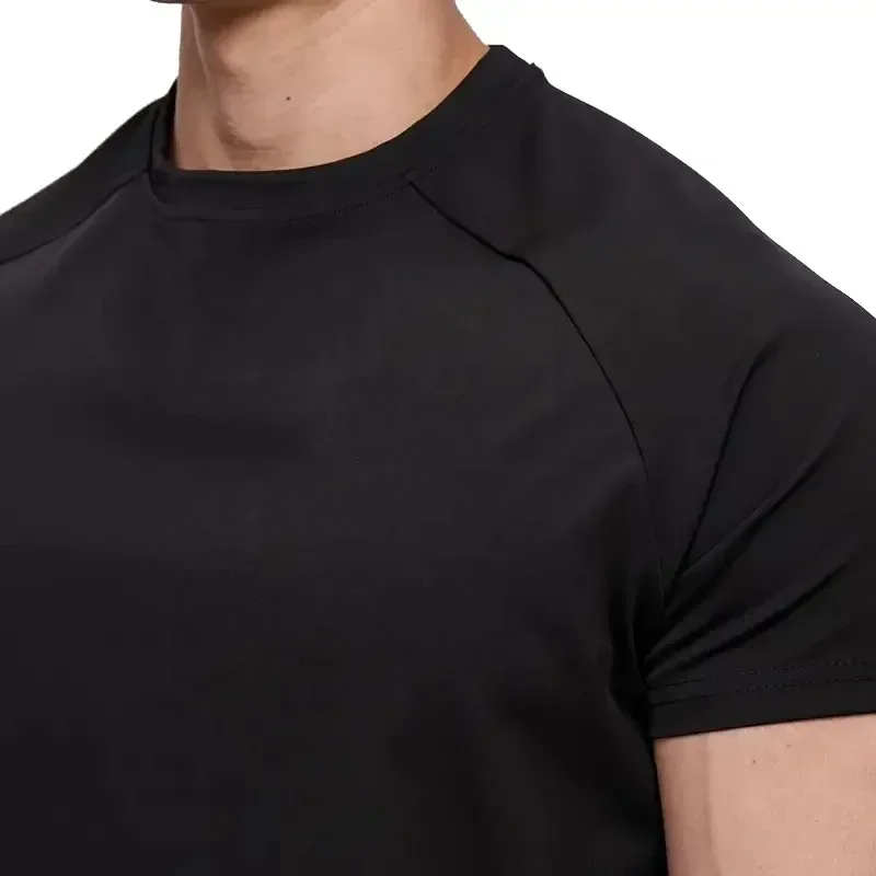 close up of the raglan sleeve seam and crew neck