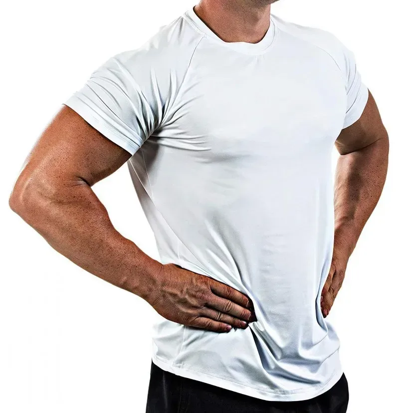white slim fit gym t-shirt worn as an everyday tee