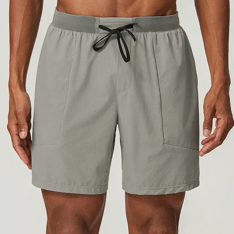 side split hem on grey stretch training shorts