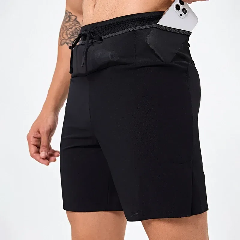 black running shorts with side split hem