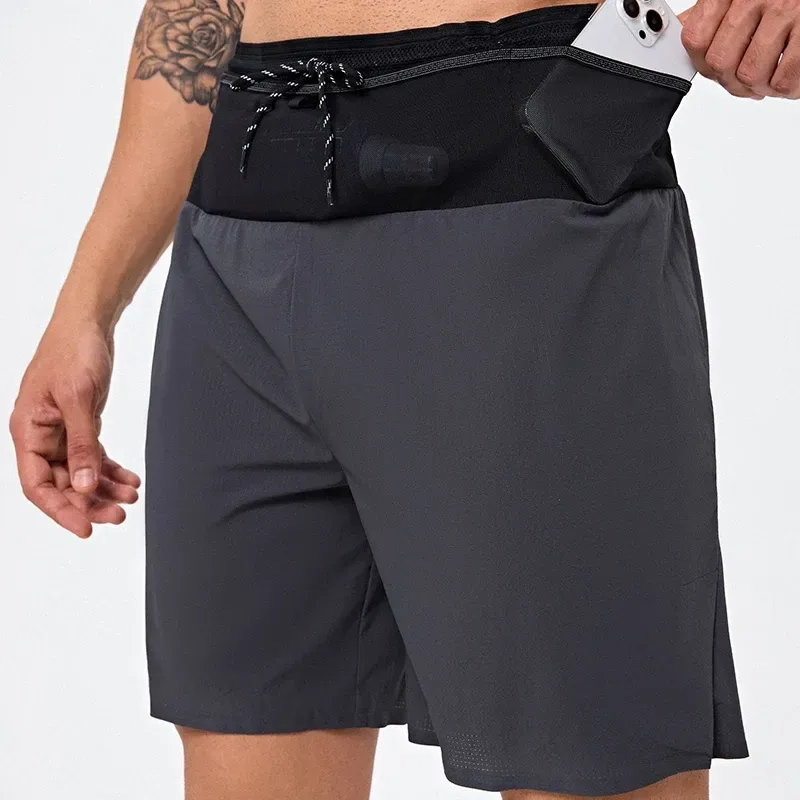slate grey running shorts in quick dry stretch fabric
