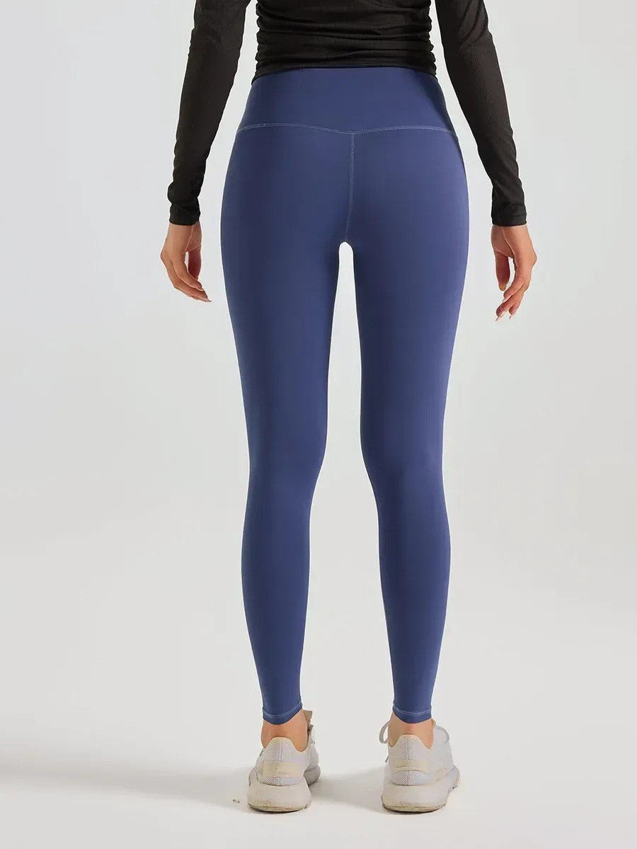 back view of the navy blue high waisted workout leggings