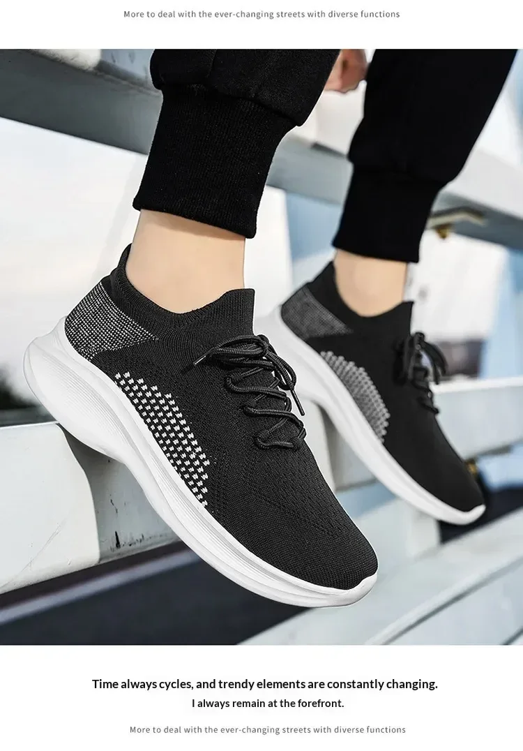 black knit running shoes worn on the street
