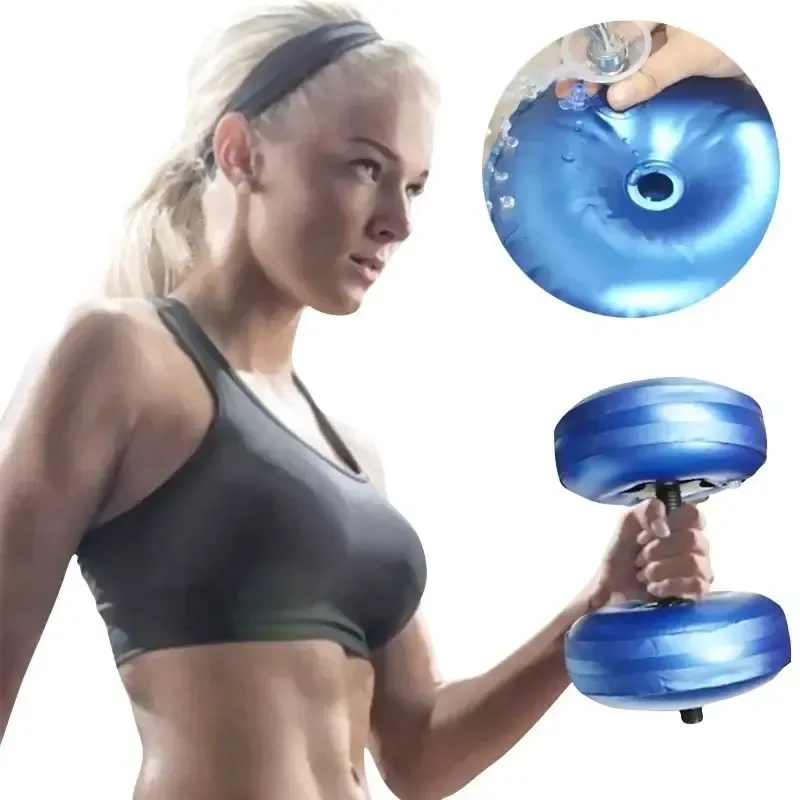 water filled adjustable travel dumbbell used for a biceps curl