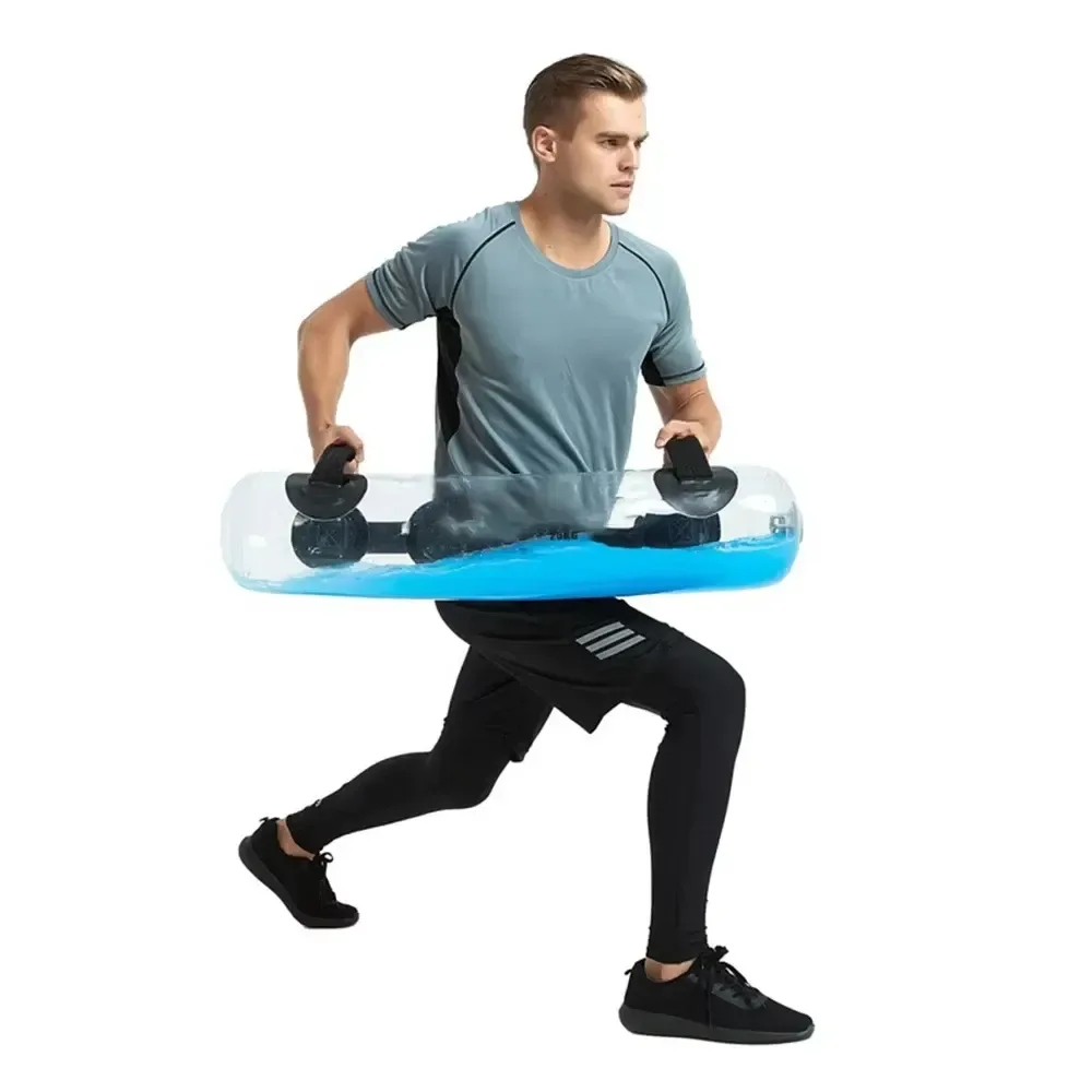 water power bag held at the hips during a lunge