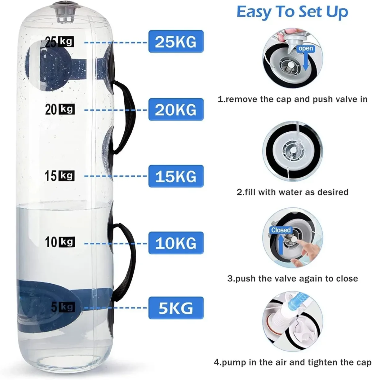 fill marks on the side of the water power bag