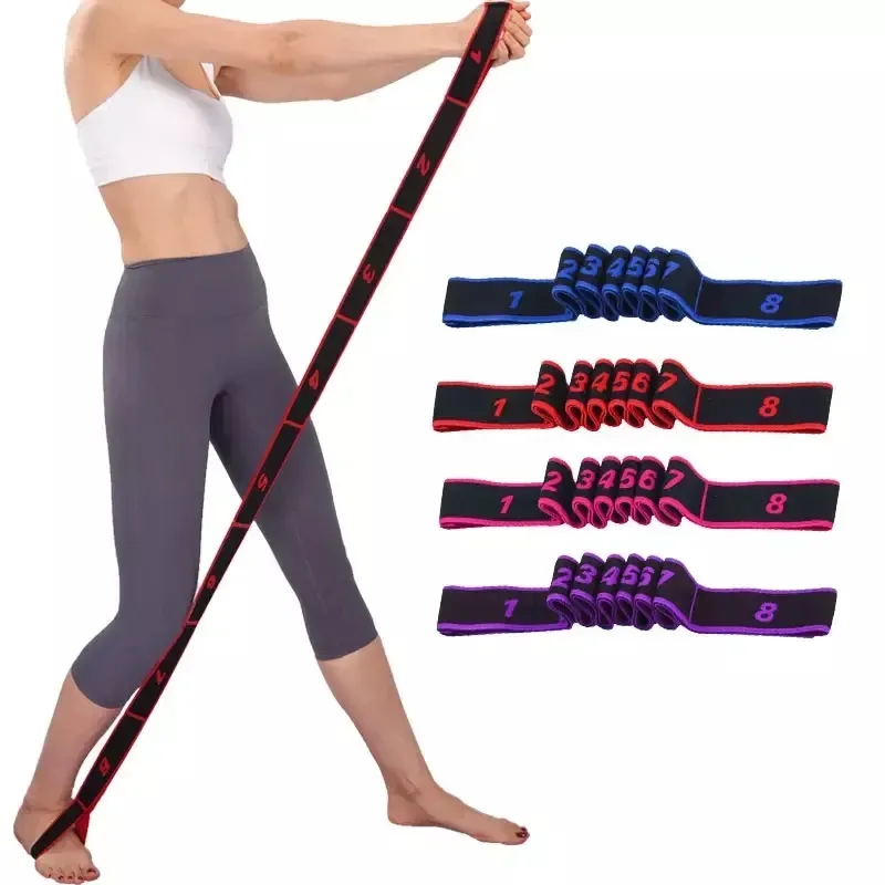 full length of the elastic stretching strap in a standing stretch