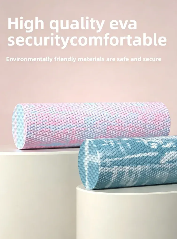 pink and blue and blue and white solid EVA foam rollers