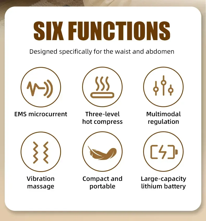 six functions of the heated vibrating waist massage belt