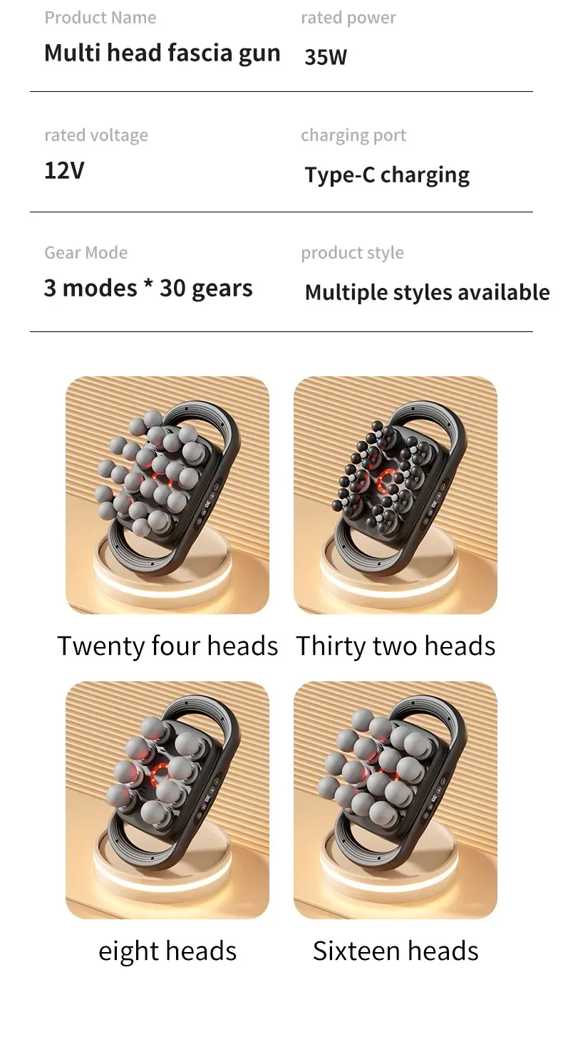 multi head percussion massager specifications and head options